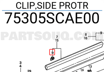 Honda 75305SCAE00 CLIP,SIDE PROTR