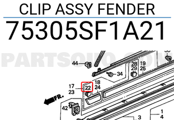 Honda 75305SF1A21 CLIP ASSY FENDER
