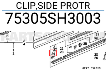 Honda 75305SH3003 CLIP,SIDE PROTR