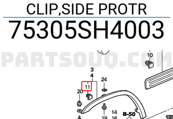 Honda 75305SH4003 CLIP,SIDE PROTR
