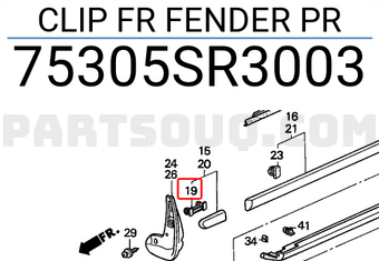 Honda 75305SR3003 CLIP FR FENDER PR