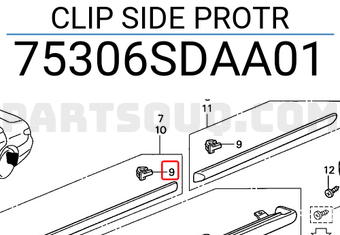 Honda 75306SDAA01 CLIP SIDE PROTR