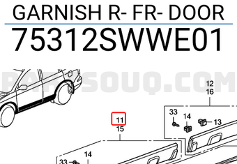 Honda 75312SWWE01 GARNISH R- FR- DOOR