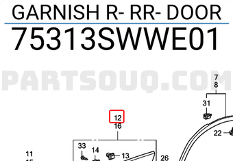 Honda 75313SWWE01 GARNISH R- RR- DOOR