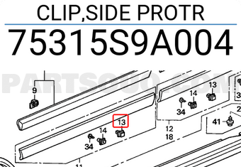 Honda 75315S9A004 CLIP,SIDE PROTR