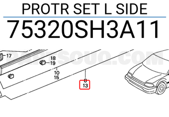 Honda 75320SH3A11 PROTR SET L SIDE