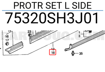 Honda 75320SH3J01 PROTR SET L SIDE