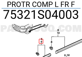 Honda 75321S04003 PROTR COMP L FR F