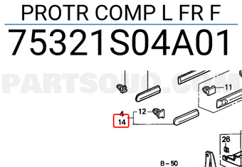 Honda 75321S04A01 PROTR COMP L FR F