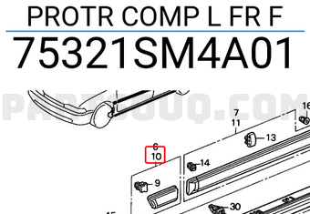 Honda 75321SM4A01 PROTR COMP L FR F