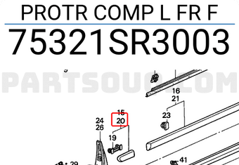 Honda 75321SR3003 PROTR COMP L FR F