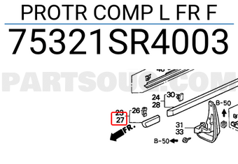 Honda 75321SR4003 PROTR COMP L FR F