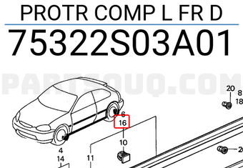 Honda 75322S03A01 PROTR COMP L FR D