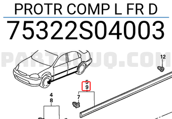 Honda 75322S04003 PROTR COMP L FR D