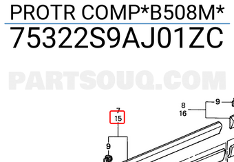 Honda 75322S9AJ01ZC PROTR COMP*B508M*
