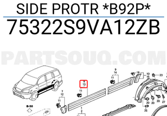 Honda 75322S9VA12ZB SIDE PROTR *B92P*