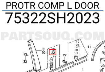 Honda 75322SH2023 PROTR COMP L DOOR