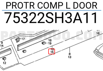 Honda 75322SH3A11 PROTR COMP L DOOR