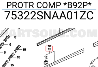 Honda 75322SNAA01ZC PROTR COMP *B92P*