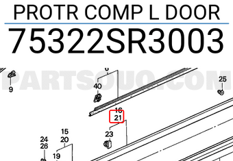 Honda 75322SR3003 PROTR COMP L DOOR
