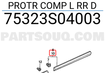Honda 75323S04003 PROTR COMP L RR D