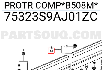 Honda 75323S9AJ01ZC PROTR COMP*B508M*