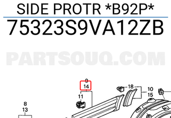 Honda 75323S9VA12ZB SIDE PROTR *B92P*