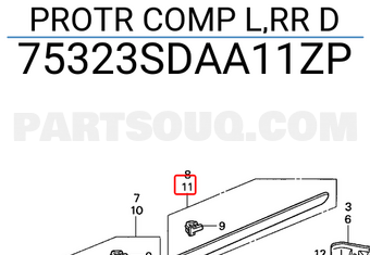 Honda 75323SDAA11ZP PROTR COMP L,RR D