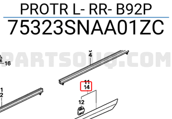 Honda 75323SNAA01ZC PROTR L- RR- B92P