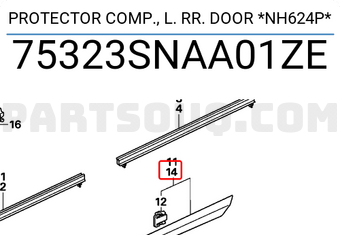 Honda 75323SNAA01ZE PROTECTOR COMP., L. RR. DOOR *NH624P*