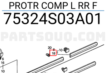 Honda 75324S03A01 PROTR COMP L RR F