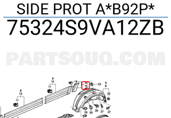 Honda 75324S9VA12ZB SIDE PROT A*B92P*