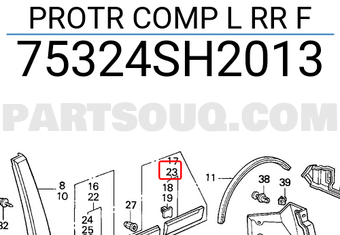 Honda 75324SH2013 PROTR COMP L RR F