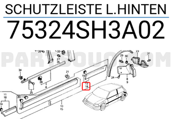 Honda 75324SH3A02 SCHUTZLEISTE L.HINTEN