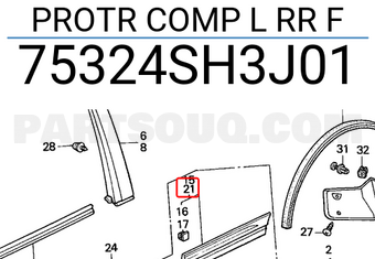 Honda 75324SH3J01 PROTR COMP L RR F
