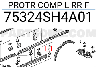 Honda 75324SH4A01 PROTR COMP L RR F