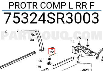 Honda 75324SR3003 PROTR COMP L RR F