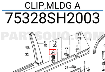 Honda 75328SH2003 CLIP,MLDG A