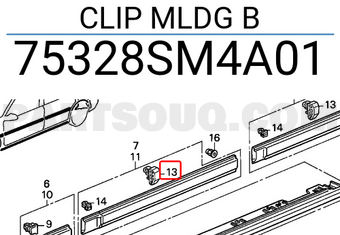 Honda 75328SM4A01 CLIP MLDG B
