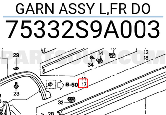 Honda 75332S9A003 GARN ASSY L,FR DO
