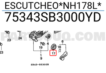 Honda 75343SB3000YD ESCUTCHEO*NH178L*