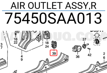 Honda 75450SAA013 AIR OUTLET ASSY,R