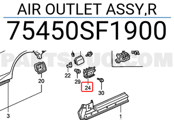 Honda 75450SF1900 AIR OUTLET ASSY,R