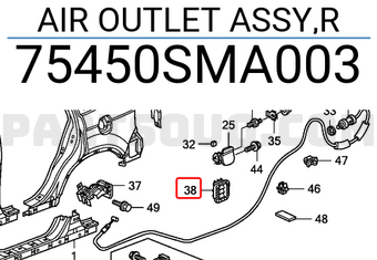 Honda 75450SMA003 AIR OUTLET ASSY,R