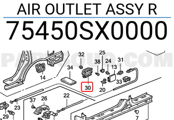 Honda 75450SX0000 AIR OUTLET ASSY R