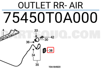 Honda 75450T0A000 OUTLET RR- AIR