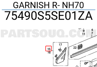 Honda 75490S5SE01ZA GARNISH R- NH70