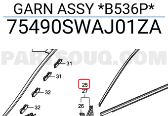 Honda 75490SWAJ01ZA GARN ASSY *B536P*
