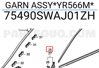 Honda 75490SWAJ01ZH GARN ASSY*YR566M*