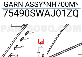 Honda 75490SWAJ01ZQ GARN ASSY*NH700M*